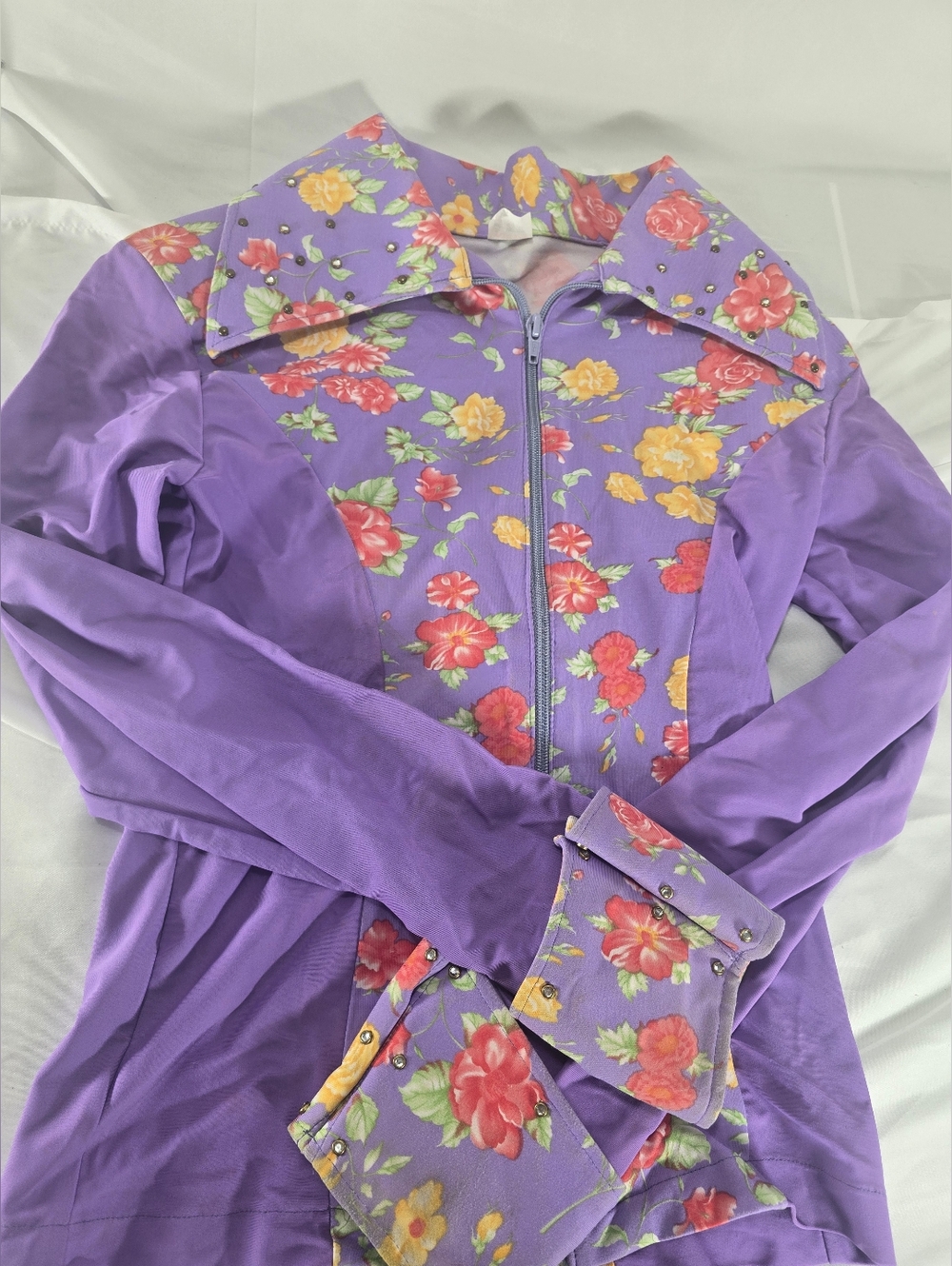 Vintage Toby’s Western Show Apparel Floral Purple Zip Jacket Womens XS